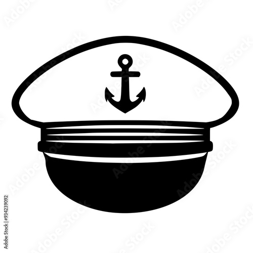 Hat  with anchor logo , navy cap hat vector illustration 