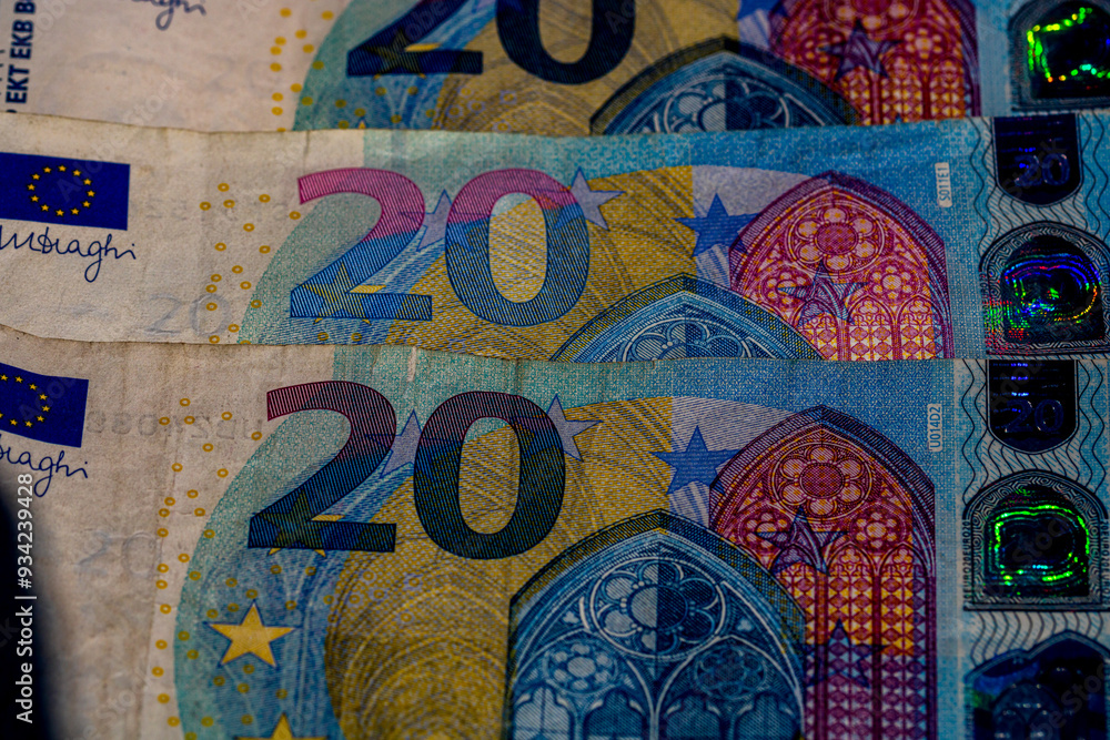 Obraz premium EURO money banknotes, detail photo of EUR