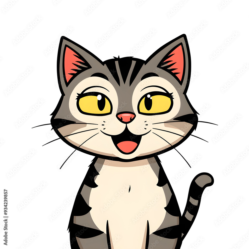 Cute cat cartoon icon illustration on white background. Generative AI Cute cat cartoon icon illustration on white background. Generative AI