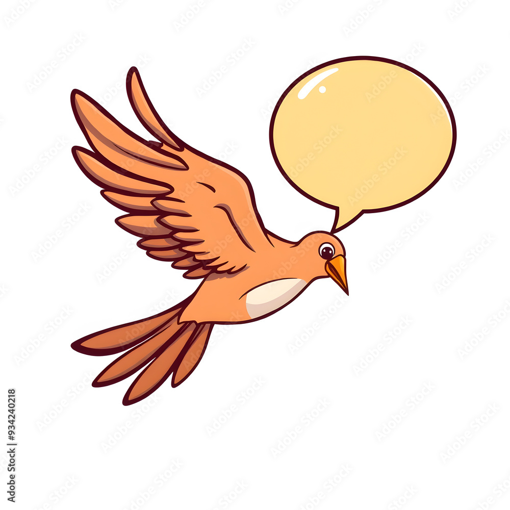 Bird and text bubble cartoon icon illustration on white background. Generative AI Bird and text bubble cartoon icon illustration on white background. Generative AI