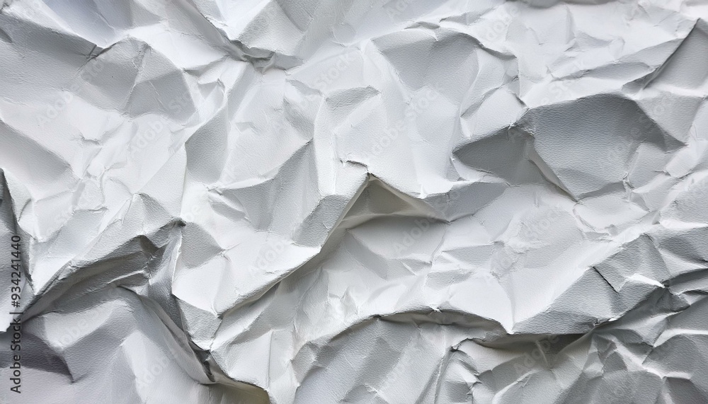 Fototapeta premium Abstract white crumpled and creased recycle craft paper texture background 