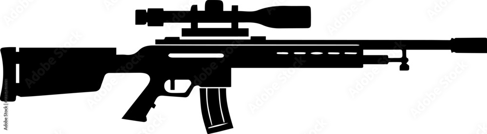 Sniper rifle silhouette vector illustration, weapon, gun Sniper rifle silhouette vector illustration, weapon, gun
