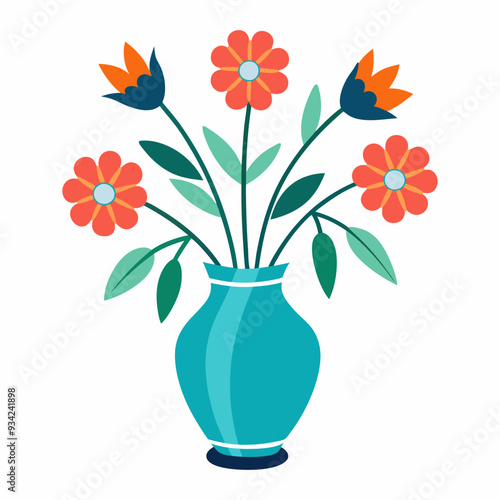 vase with flowers vector illustration