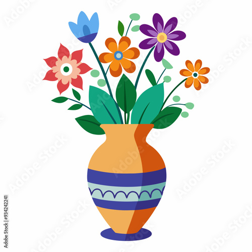 vase with flowers vector illustration