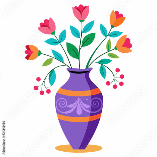 vase with flowers vector illustration