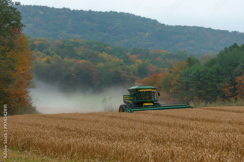 Fototapeta premium Combine Harvesting Corn
