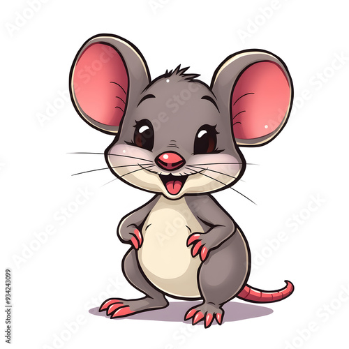 Cute mouse cartoon icon illustration on white background. Generative AI