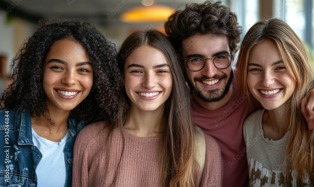Fototapeta premium Happy smiling people stading together, Generative AI