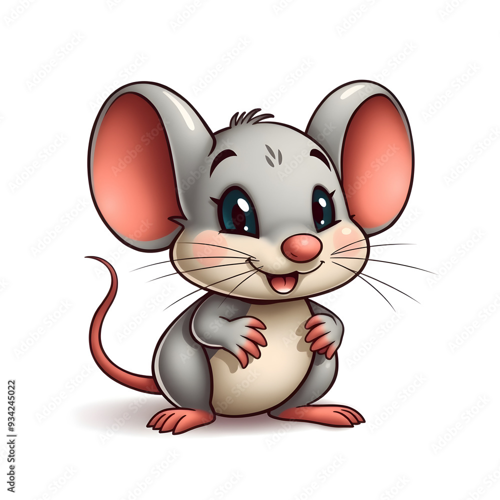 Cute mouse cartoon icon illustration on white background. Generative AI Cute mouse cartoon icon illustration on white background. Generative AI