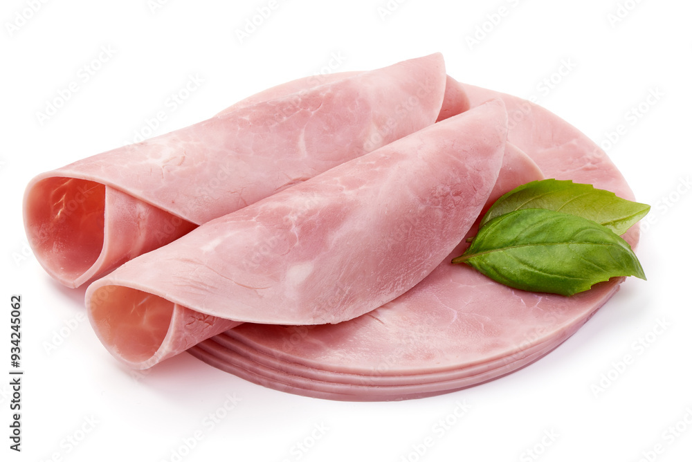 Twisted salami slices, isolated on white background. Twisted salami slices, isolated on white background.