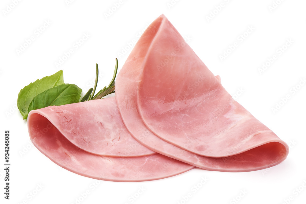Twisted salami slices, isolated on white background. Twisted salami slices, isolated on white background.