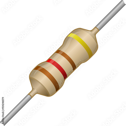 Carbon film resistor with color codes. Vector color illustration.