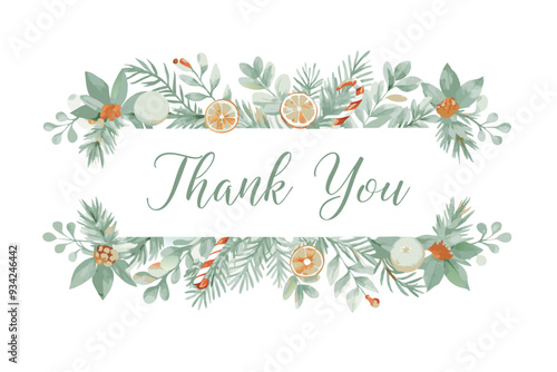 Thank you card with flower frame background
