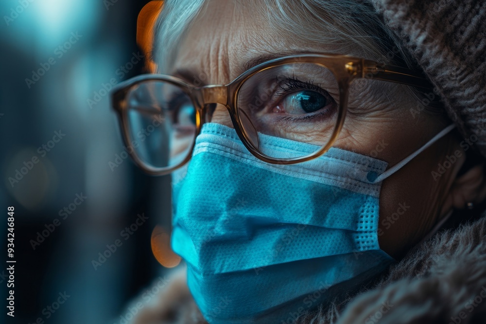 Woman visiting her grandmother in isolation during a coronavirus pandemic, Generative AI Woman visiting her grandmother in isolation during a coronavirus pandemic, Generative AI