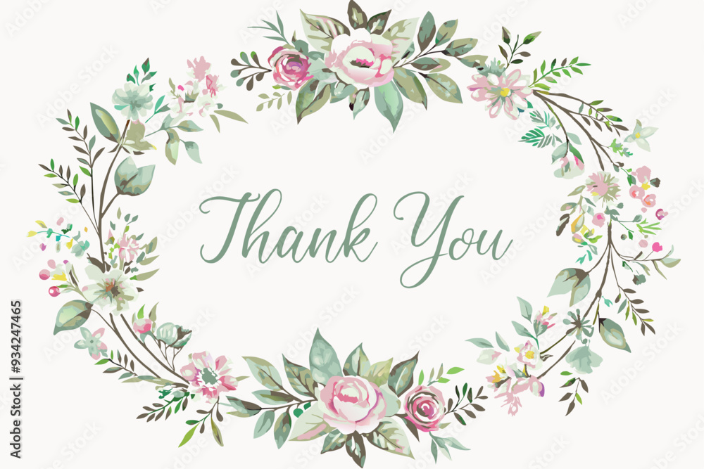 Thank you card with flower frame background
Thank you card with flower frame background