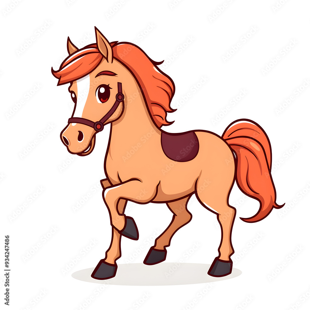 Cute horse cartoon icon illustration on white background. Generative AI Cute horse cartoon icon illustration on white background. Generative AI