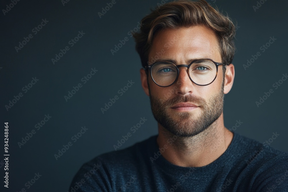 Portrait, glasses and serious man in studio isolated on a gray background. Face, nerd and handsome male person from Australia with spectacles, eyewear, Generative AI Portrait, glasses and serious man in studio isolated on a gray background. Face, nerd and handsome male person from Australia with spectacles, eyewear, Generative AI