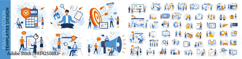 Ultra pack Marketing illustration : Communication, internet, interface, real estate, finance, ...