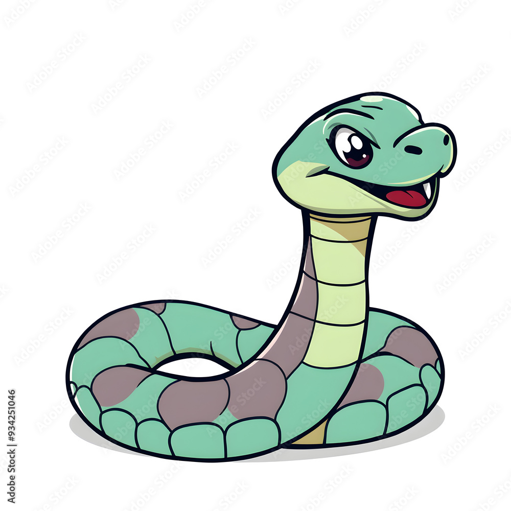 Fototapeta premium Snake cartoon icon illustration on white background. Generative AI