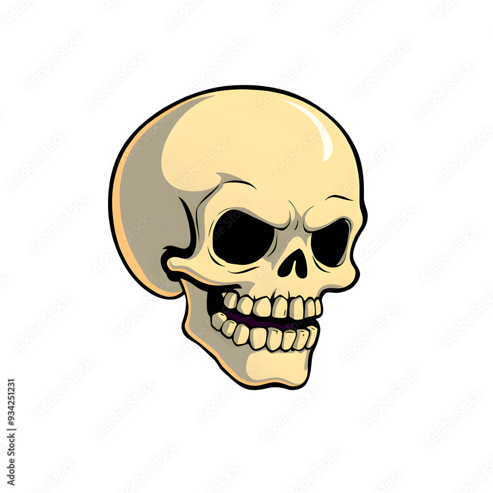 Skull cartoon icon illustration on white background. Generative AI Skull cartoon icon illustration on white background. Generative AI