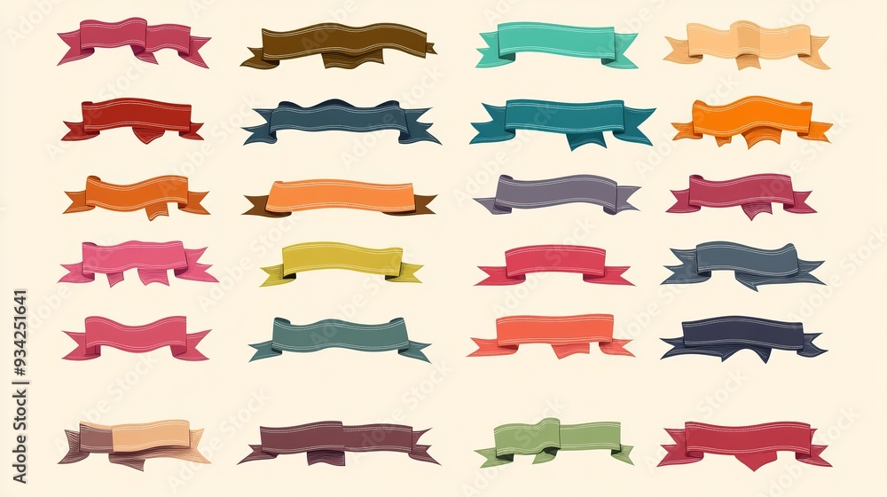 A set of 100 ribbons, including ribbon elements, starburst labels, and both vintage and modern simple ribbon designs. Vector illustration. A set of 100 ribbons, including ribbon elements, starburst labels, and both vintage and modern simple ribbon designs. Vector illustration.