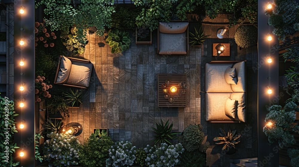 Rooftop Terrace Design with Warm Lighting Rooftop Terrace Design with Warm Lighting