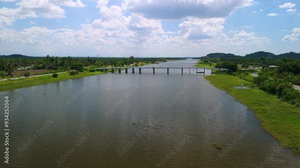 Aerial scenery of an irrigation canal in Nakhon Si Thammarat Province, Thailand Aerial scenery of an irrigation canal in Nakhon Si Thammarat Province, Thailand