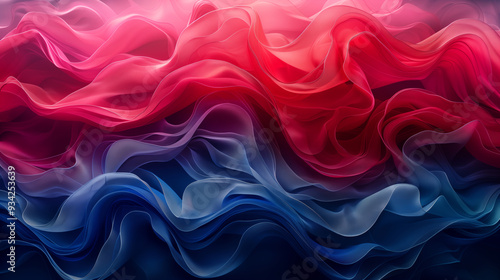 Wallpaper Mural Abstract waves of vibrant red and blue fabric flowing in smooth, undulating patterns. Concept of fluidity, motion, and contrast. Torontodigital.ca