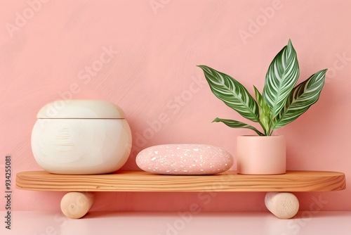 Pink and Wood Minimalist Aesthetic Background