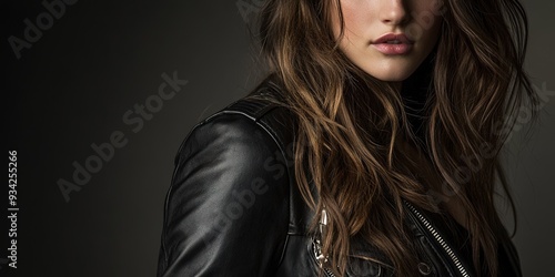 woman wearing leather jacket