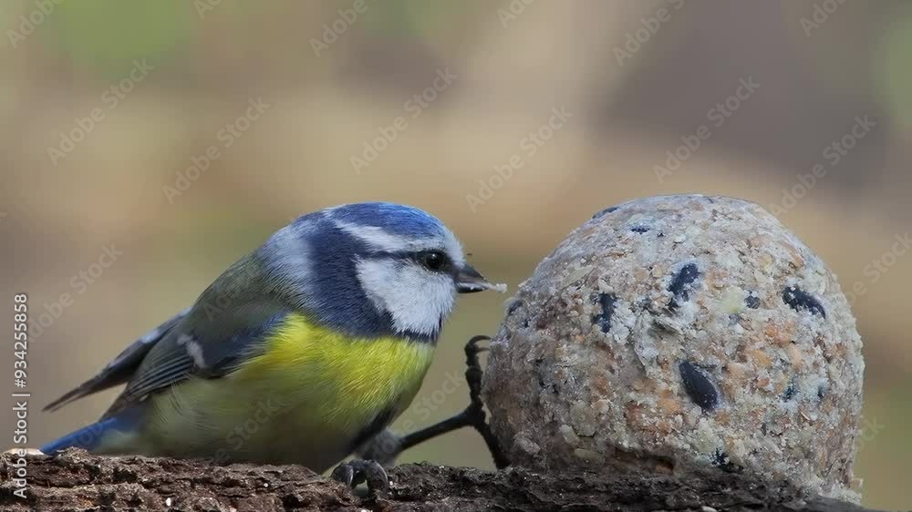 blue tit eating seeds slow motion