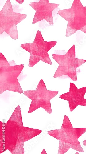 Pink Stars on White Background, Abstract Image, Texture, Pattern, Wallpaper, Cover and Screen of Smartphone, Cell Phone, Computer, Laptop, 9:16 and 16:9 Format