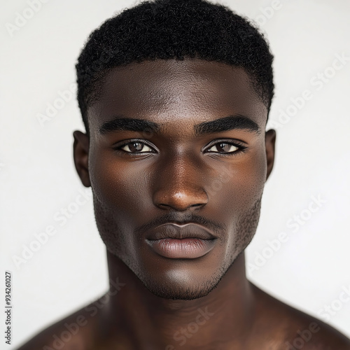 Portrait of handsome young black man on white background 