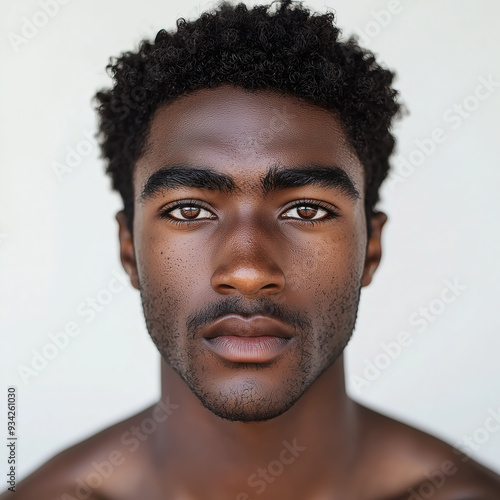 Portrait of handsome young black man on white background 