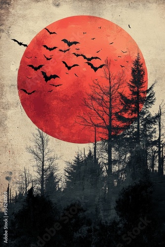 Spooky carved pumpkin glowing in a misty forest during autumn