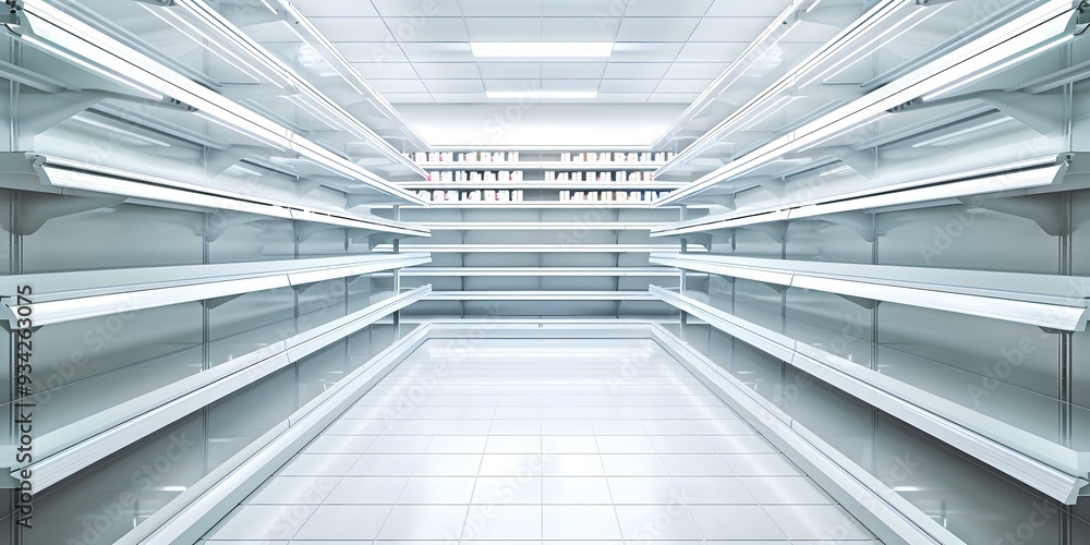 Obraz premium Empty Supermarket Shelves 3D Render