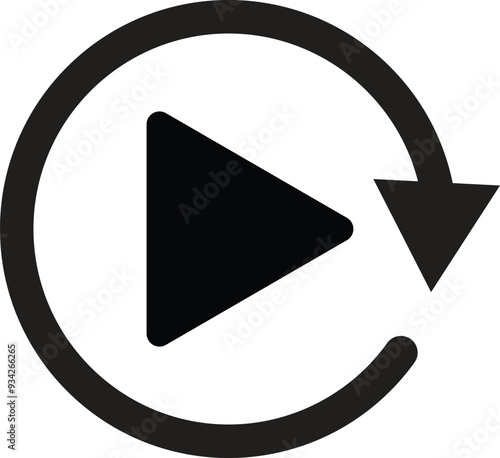 Replay icon isolated on white background . Replay video button icon vector