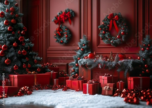 Christmas Decorations and Christmas Boxes in the Background	