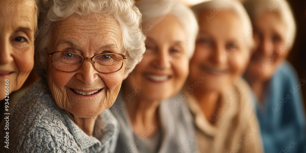 group of happy seniors look at camera, Generative AI group of happy seniors look at camera, Generative AI
