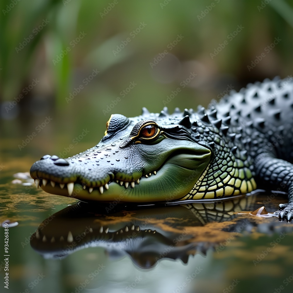 Fototapeta premium crocodile in the water