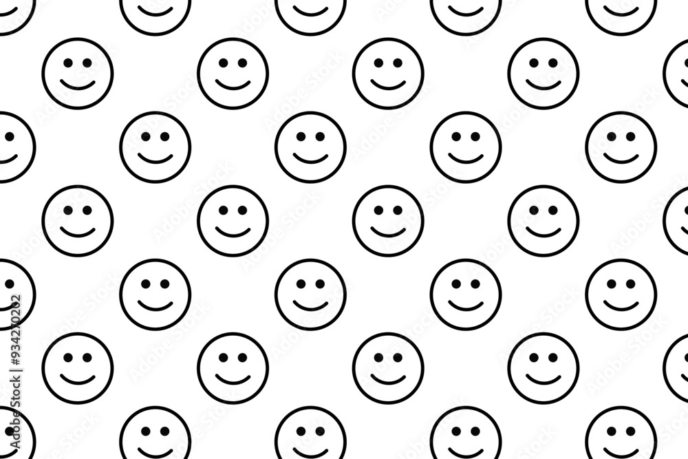 Smile face pattern . Pattern with smiling face on white background . Smile face background . Vector illustration Smile face pattern . Pattern with smiling face on white background . Smile face background . Vector illustration