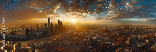 aerial panorama of downtown Riyadh, capturing the bustling urban landscape and skyline of Al Riyadh