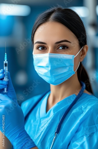 Medical professional holding syringes in a clinical setting during daytime