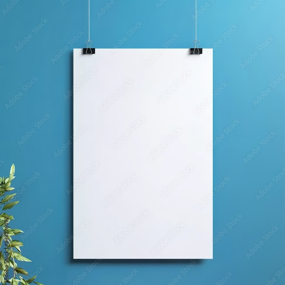 White blank poster mockup hanging on the wall
White blank poster mockup hanging on the wall