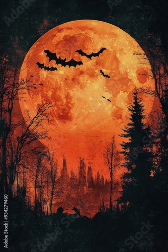 Spooky carved pumpkin glowing in a misty forest during autumn