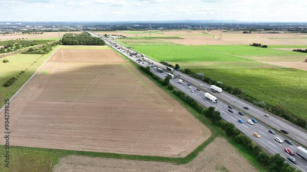 Highway and traffic jam - aerial view Highway and traffic jam - aerial view