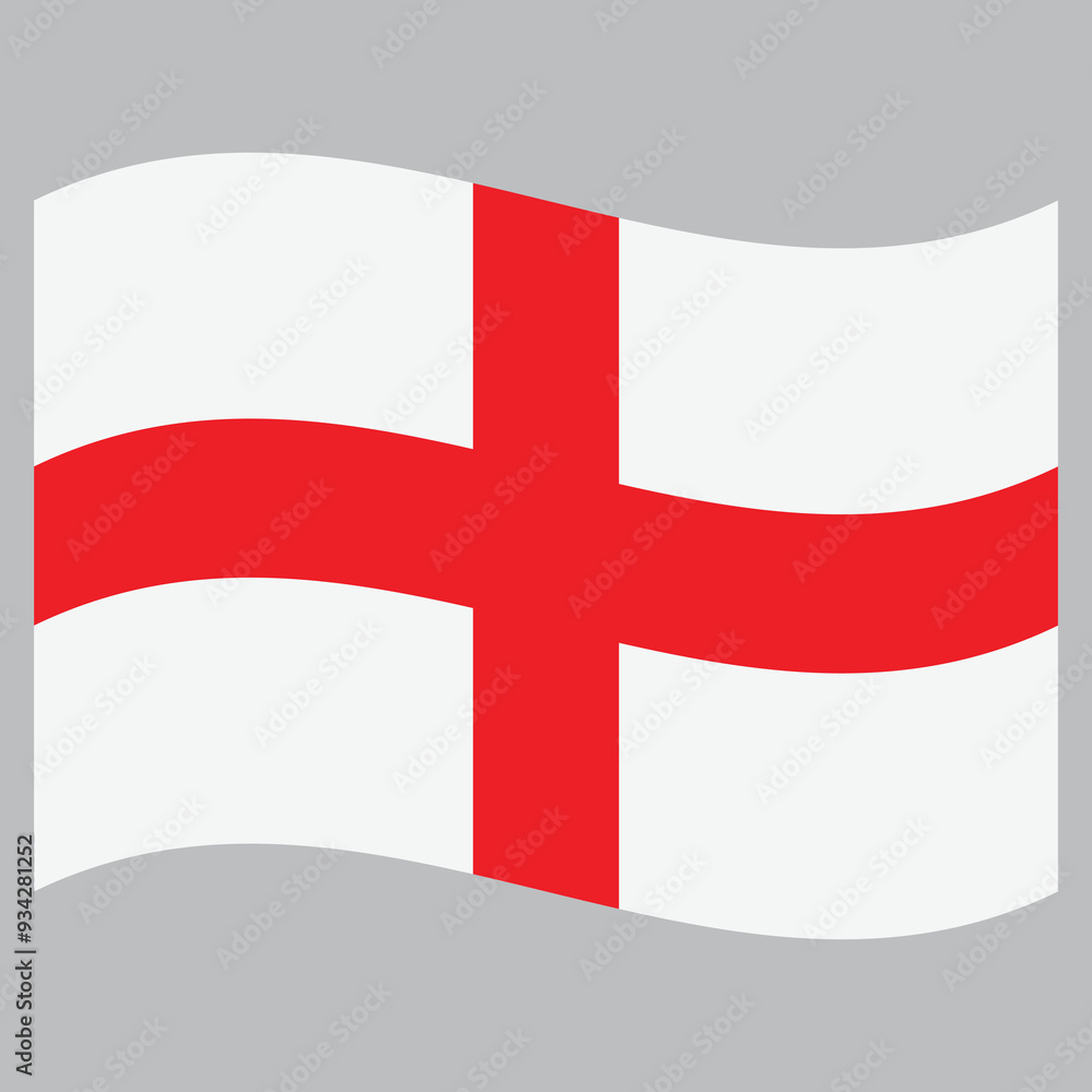 Obraz premium Waving England flag isolated on grey background . England flag fluttering . Vector illustration
