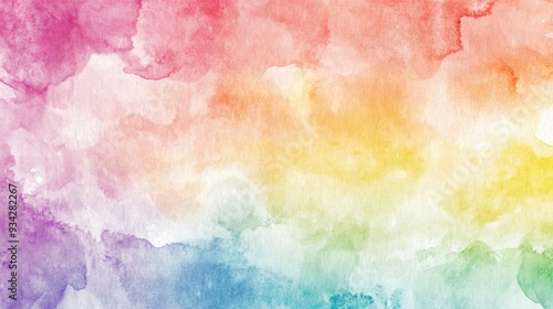 Pastel rainbow watercolor template background for baby shower