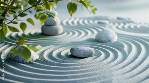  Zen garden with stones and plants