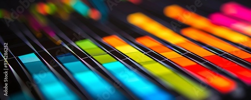 Detailed bar graph of stock market sectors, showing growth and decline with vibrant colors, emphasizing sectoral performance differences. photo